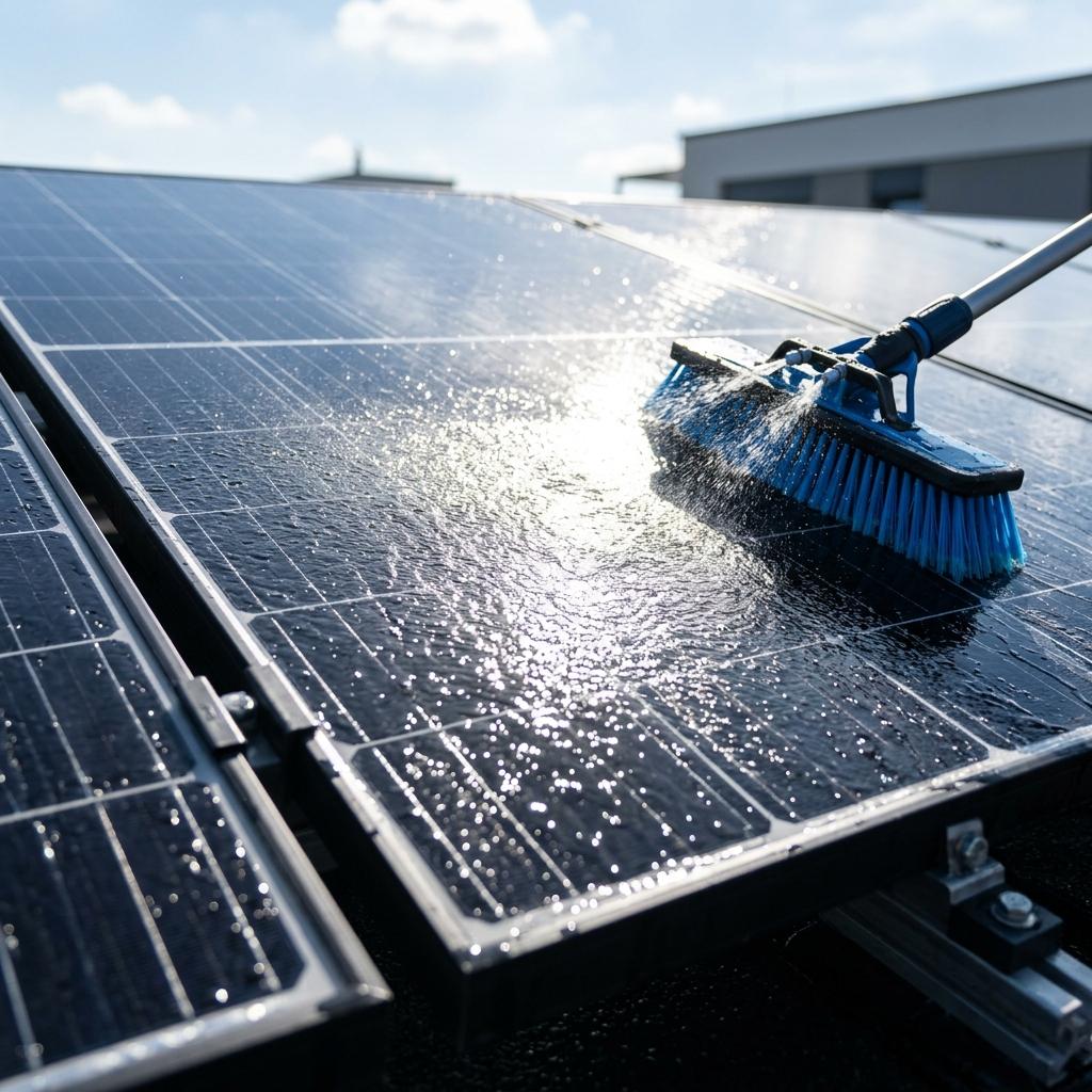 Solar panel cleaning and maintenance carried out by EAR Engineering